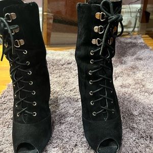 Guess lace up peep toe bootie